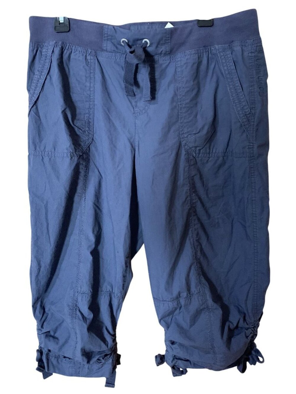 Calvin Klein Performance L Navy Capri Pants Drawstring Ruched Hem Active